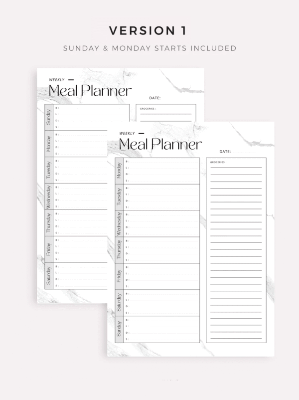 Weekly Meal Planner with Printable Shopping List Template, 7-Day Menu Plan, Food Planner, Health & Fitness, A4/A5/Letter/Half + Bonus Daily Meal Planner - Image 2