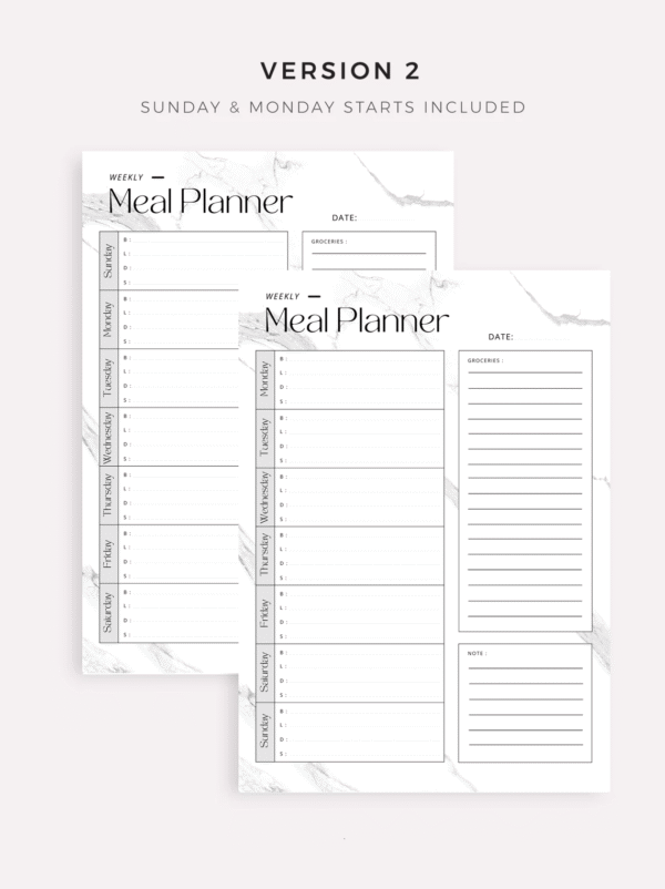 Weekly Meal Planner with Printable Shopping List Template, 7-Day Menu Plan, Food Planner, Health & Fitness, A4/A5/Letter/Half + Bonus Daily Meal Planner - Image 3