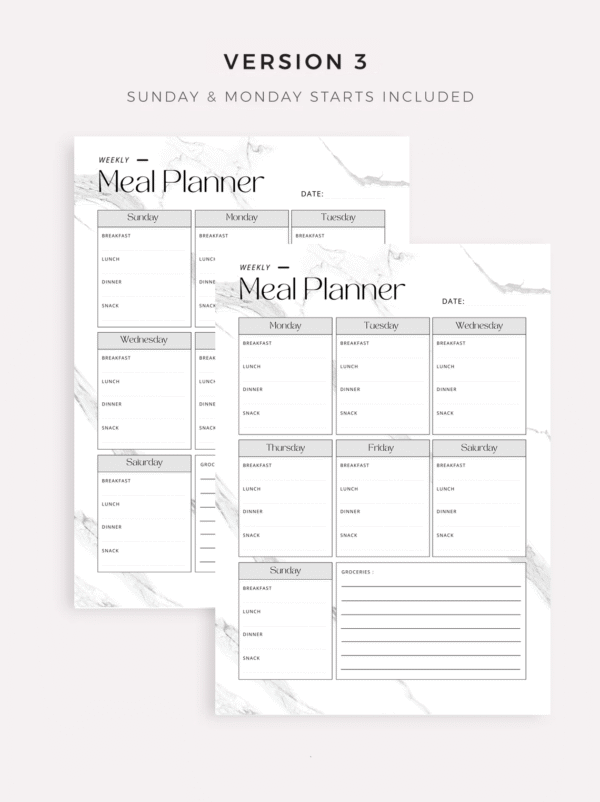 Weekly Meal Planner with Printable Shopping List Template, 7-Day Menu Plan, Food Planner, Health & Fitness, A4/A5/Letter/Half + Bonus Daily Meal Planner - Image 4
