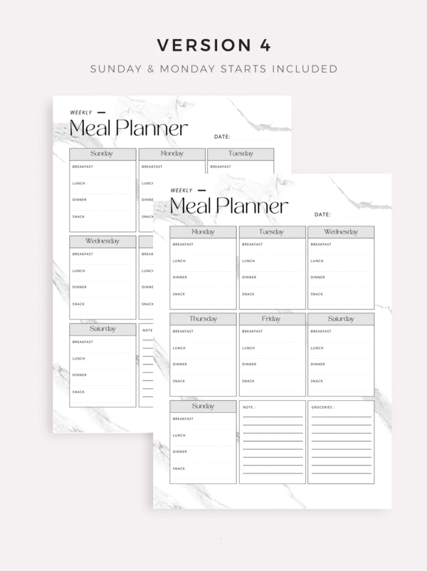 Weekly Meal Planner with Printable Shopping List Template, 7-Day Menu Plan, Food Planner, Health & Fitness, A4/A5/Letter/Half + Bonus Daily Meal Planner - Image 5