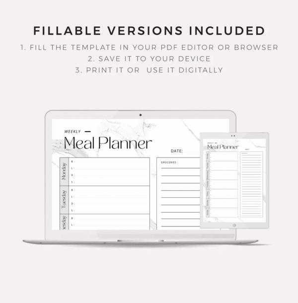 Weekly Meal Planner with Printable Shopping List Template, 7-Day Menu Plan, Food Planner, Health & Fitness, A4/A5/Letter/Half + Bonus Daily Meal Planner - Image 6